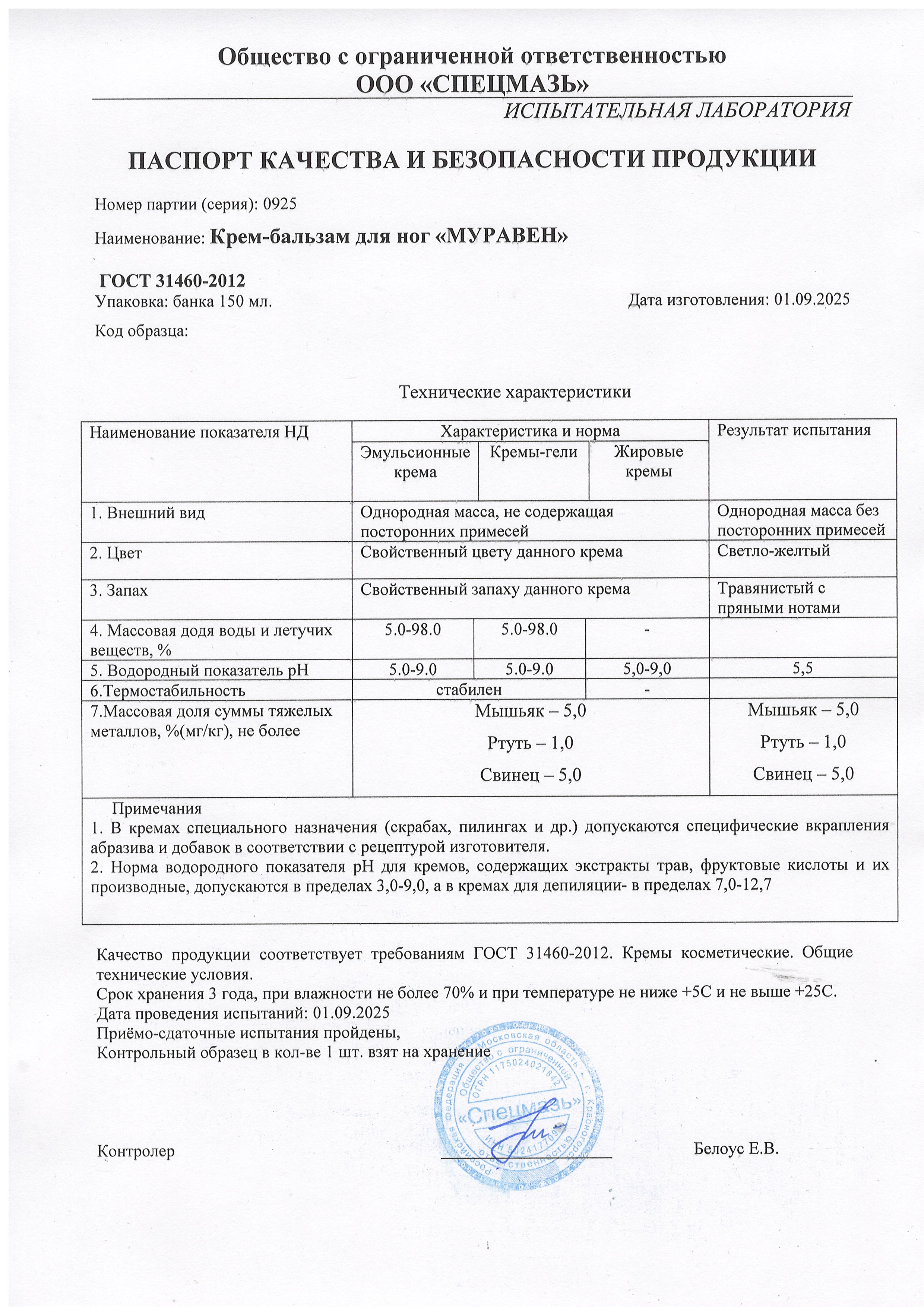 Паспорт №092025